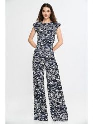 Nife Kombinezon w kolorze granatowo-białym rozmiar: 40. Niebieskie kombinezony damskie Nife, bez wzorów, bez kołnierzyka, bez ramiączek. Za 187.52 zł.