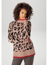 Aniston Sweter w kolorze jasnobrązowo-czarnym rozmiar: 38. Brązowe golfy damskie Aniston, bez wzorów, bez ramiączek. Za 86.95 zł.