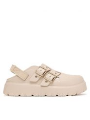 Crocs Sandały Loaferette Clog 214105 Beżowy. Brązowe sandały damskie Crocs, bez wzorów, z tworzywa sztucznego, bez obcasa, na płaskiej podeszwie. Za 319.99 zł.