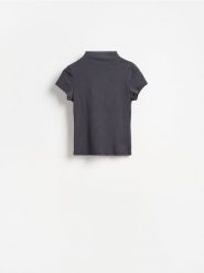 T-shirt ze stójką - ciemnoszary. Szare t-shirty damskie Reserved, l, bez wzorów, z dzianiny, bez kołnierzyka. Za 49.99 zł.