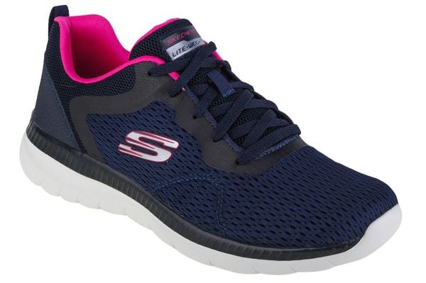 Buty sportowe Sneakersy damskie, Skechers Bountiful-Quick Path. Niebieskie buty sportowe na co dzień damskie Skechers, bez wzorów, z materiału, trekkingowe. Za 264.00 zł.