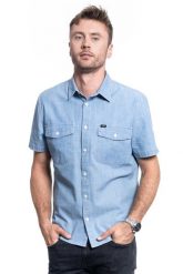 LEE SS CHETOPA SHIRT MĘSKA KOSZULA SUMMER BLUE L66ANSNJ 112116304. Niebieskie koszule męskie Lee, l, bez wzorów, bez kołnierzyka, bez ramiączek. Za 139.99 zł.