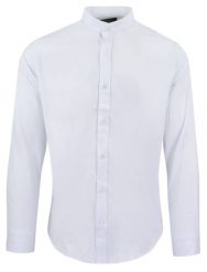 Koszula Taliowana na Stójce, Męska - Rigon - Biała. Białe koszule męskie Rigon, m, bez wzorów, z bawełny, bez kołnierzyka, bez ramiączek. Za 139.00 zł.