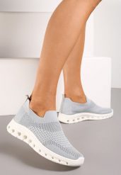 Szare Buty Sportowe ze Skarpetkową Cholewką do Kostki Eirona. Szare buty sportowe na co dzień damskie Born2be, bez wzorów. Za 54.99 zł.