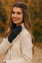 Rękawiczki skórzane damskie czarne polar touch finger na dotyk BELTIMORE K25 : Kolory - czarny, Rozmiar rękawiczek / kurtek - XS. Czarne rękawiczki damskie bez wzorów, z polaru. Za 64.99 zł.