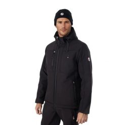Kurtka turystyczna męska NEMEV SOFTSHELL Sherpa wodoodporna. Czarne kurtki męskie Aulp, na zimę, l, bez wzorów, z elastanu, bez kaptura. Za 659.99 zł.