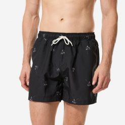 Spodenki surfingowe męskie Decathlon 100 15" Palmito. Czarne kąpielówki męskie Decathlon, m, bez wzorów, z materiału. Za 49.99 zł.