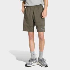 Spodenki fitness męskie ADIDAS. Zielone szorty męskie Adidas, l, z materiału, na fitness i siłownię. Za 119.99 zł.