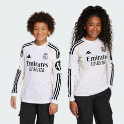 Domowa koszulka z długim rękawem Real Madryt 25/26. Białe t-shirty damskie Adidas, l, z materiału, bez ramiączek, do piłki nożnej. Za 369.00 zł.