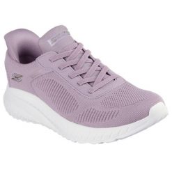Damskie BOBS SQUAD CHAOS CURRENT MUSE Slip-On Lawenda. Niebieskie trampki i tenisówki damskie Skechers, bez wzorów, z materiału. Za 359.99 zł.