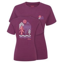 Koszulka damska bawełniana Rab Women's Tuku Vista Tee z krótkim rękawem. Fioletowe topy sportowe damskie RAB, na lato, m, bez wzorów, z bawełny, bez ramiączek. Za 149.99 zł.