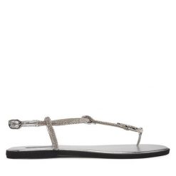 Sandały KARL LAGERFELD. Szare sandały damskie Karl Lagerfeld, bez wzorów, bez obcasa, na płaskiej podeszwie. Za 526.99 zł.