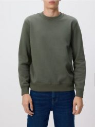 Gładka bluza z bawełną - jasny zielony. Zielone bluzy bez kaptura męskie Reserved, l, z bawełny. Za 109.99 zł.