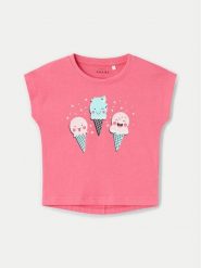 NAME IT T-Shirt Vigea 13228175 Różowy Regular Fit. Czerwone koszulki dziewczęce Name it, bez wzorów, z bawełny, bez ramiączek. Za 44.99 zł.