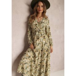Zielona Sukienka Kopertowa Maxi Fisa. Zielone sukienki damskie Renee, l, z aplikacjami, z tkaniny, boho, bez kołnierzyka, bez ramiączek, maxi, kopertowe. W wyprzedaży za 90.99 zł.