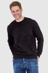 LA MARTINA Czarna bluza męska z tłoczonym logo. Czarne bluzy bez kaptura męskie La Martina, l. W wyprzedaży za 299.99 zł.