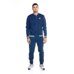 Bluza z bawełna z pełny zamek błyskawiczny na co dzień. Niebieskie bluzy bez kaptura męskie LEONE 1947 APPAREL, bez wzorów, z bawełny, sportowe, bez kołnierzyka, bez ramiączek. W wyprzedaży za 213.95 zł.