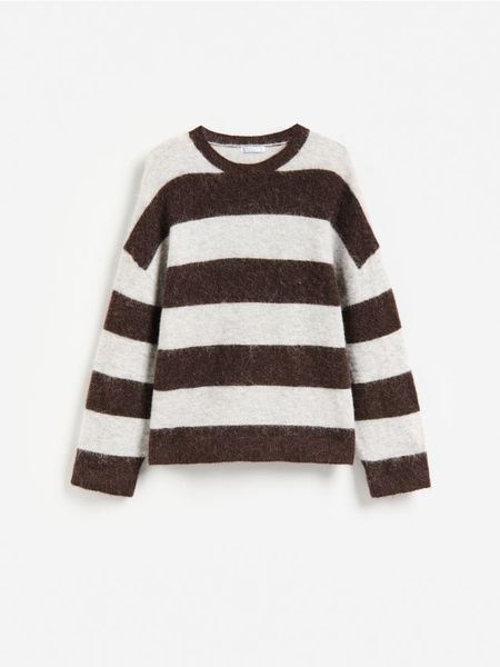 Sweter z wełną z alpaki - wielobarwny. Swetry klasyczne damskie Reserved, l, z dzianiny, bez kołnierzyka. Za 199.99 zł.
