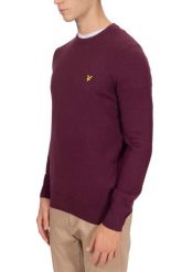 Sweter z okrągłym dekoltem z bawełny merino Lyle & Scott. Czerwone swetry męskie LYLE AND SCOTT, m, bez wzorów, z bawełny, bez kołnierzyka. Za 393.25 zł.
