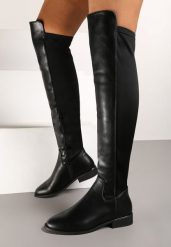 Czarne Ocieplane Kozaki Muszkieterki na Płaskiej Podeszwie Temirion. Czarne kozaki damskie Born2be, z jeansu, bez obcasa, na płaskiej podeszwie. Za 139.99 zł.