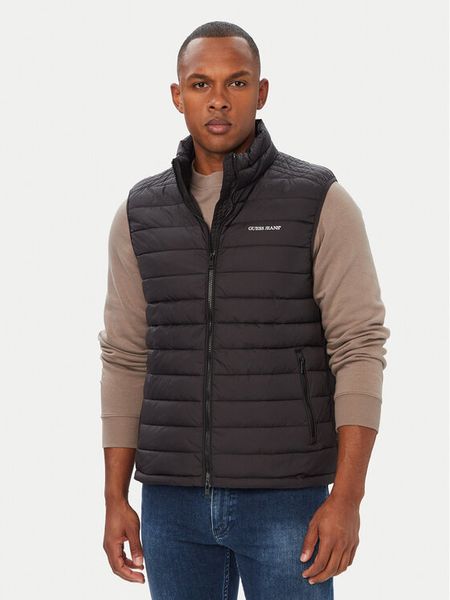 Guess Jeans Bezrękawnik M6YL07 W2647 Czarny Regular Fit. Czarne kamizelki męskie Guess Jeans, m, z jeansu. Za 519.99 zł.