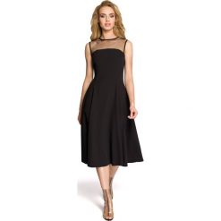 Rozkloszowana sukienka moe271. Czarne sukienki damskie MOE, xl, bez wzorów, z tiulu, eleganckie, bez kołnierzyka, bez ramiączek, dopasowane. Za 149.90 zł.