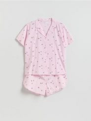 Dwuczęściowa piżama - lawendowy. Fioletowe piżamy damskie Reserved, l, bez wzorów, z bawełny, bez ramiączek. Za 129.99 zł.