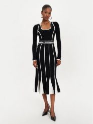 KARL LAGERFELD Sukienka dzianinowa 245W1330 Czarny Slim Fit. Czarne sukienki damskie Karl Lagerfeld, m, bez wzorów, z dzianiny, bez kołnierzyka, bez ramiączek. Za 839.99 zł.