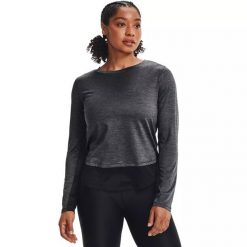 Koszulka damska Under Armour Tech Vent LS. Szare t-shirty damskie Under Armour, bez wzorów, bez kołnierzyka. Za 69.99 zł.