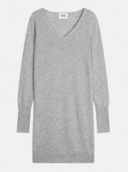 AUTHENTIC CASHMERE Kaszmirowa sukienka w kolorze szarym rozmiar: XL. Szare sukienki damskie AUTHENTIC CASHMERE, na co dzień, xl, bez wzorów, z kaszmiru, bez kołnierzyka, bez ramiączek, midi, proste. Za 413.99 zł.