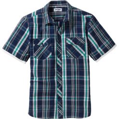 Koszula z krótkim rękawem Regular Fit bonprix niebieski dżins w kratę. Niebieskie koszule męskie bonprix, m, bez wzorów, bez kołnierzyka, bez ramiączek. Za 74.99 zł.