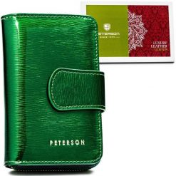 Portfel damski Peterson PTN 76115-SH zielony. Zielone portfele damskie Peterson, bez wzorów, ze skóry. Za 97.99 zł.
