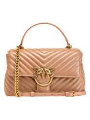 Pinko Skórzana torebka w kolorze beżowym - 26 x 17 x 8 cm rozmiar: onesize. Brązowe torebki klasyczne damskie Pinko, bez wzorów, z materiału, bez dodatków. Za 1,339.78 zł.