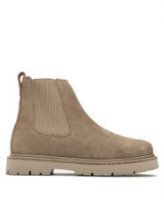 Birkenstock Sztyblety Highwood 1025737 Beżowy. Brązowe botki damskie Birkenstock, ze skóry, bez obcasa, na płaskiej podeszwie, bez zapięcia. Za 727.62 zł.