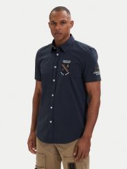 Aeronautica Militare Koszula 261CA1326UCT03288 Granatowy Regular Fit. Niebieskie koszule męskie AERONAUTICA MILITARE, m, bez wzorów, z bawełny, bez kołnierzyka, bez ramiączek. Za 519.99 zł.