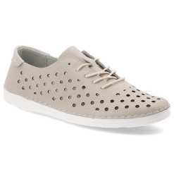 Beżowe Półbuty S.Barski Stylowe Płaskie Obuwie Ażurowe. Brązowe półbuty damskie S.BARSKI, w ażurowe wzory, z materiału, eleganckie, bez obcasa, na płaskiej podeszwie. Za 189.00 zł.