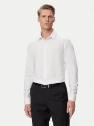 Calvin Klein Koszula LV019EU146 Biały Slim Fit. Białe koszule męskie CALVIN KLEIN, m, bez wzorów, z syntetyku, bez kołnierzyka, bez ramiączek. Za 409.99 zł.