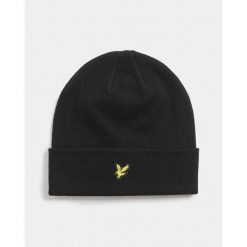 Czapka męska Lyle & Scott z wełny merino i bawełny. Czarne czapki męskie LYLE AND SCOTT, bez wzorów, z bawełny. Za 152.00 zł.