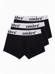 Bokserki męskie bawełniane 3-pak - czarne U159 - XXL. Czarne bokserki męskie Ombre Clothing, bez wzorów, z bawełny. W wyprzedaży za 19.99 zł.