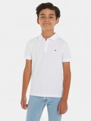 Tommy Hilfiger Polo Flag KB0KB09103 Biały Regular Fit. Białe t-shirty chłopięce Tommy Hilfiger, bez wzorów, z bawełny, bez ramiączek. Za 259.99 zł.