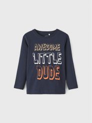 NAME IT Bluzka 13212242 Granatowy Regular Fit. Niebieskie t-shirty chłopięce Name it, bez wzorów, z bawełny, bez ramiączek. Za 54.99 zł.