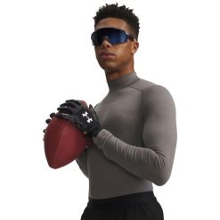 Koszulka fitness kompresyjna Under Armour długi rękaw. Szare t-shirty sportowe męskie Under Armour, m, z materiału, bez ramiączek, na fitness i siłownię. Za 179.99 zł.