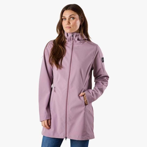 Kurtka softshell damska turystyczna wodoodporna oddychająca Trondheim. Fioletowe kurtki damskie SWEDEMOUNT, bez wzorów, z softshellu, bez kaptura. Za 399.99 zł.