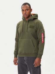 Alpha Industries Bluza Red Stripe 178314 Zielony Regular Fit. Zielone bluzy bez kaptura męskie Alpha Industries, m, z bawełny. Za 259.99 zł.