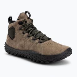 Buty barefoot męskie Merrell Wrapt Mid WP. Zielone buty trekkingowe męskie MERRELL, bez zapięcia, trekkingowe. Za 529.99 zł.