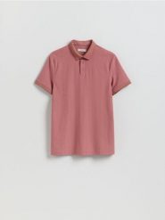 Koszulka polo slim - brudny róż. Czerwone koszulki polo męskie Reserved, l, bez wzorów, z bawełny, bez ramiączek. Za 89.99 zł.