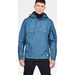 G-Star Raw - Kurtka. Niebieskie kurtki męskie G-Star Raw, l, bez wzorów, z bawełny, retro, z kapturem. W wyprzedaży za 399.90 zł.