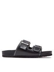LOVE MOSCHINO Klapki JA28253G0IIA0000 Czarny. Czarne klapki damskie Love Moschino, bez wzorów, ze skóry, bez obcasa. Za 829.99 zł.
