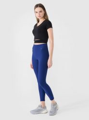 4F Legginsy dzianinowe damskie - granatowe S. Niebieskie legginsy damskie 4f, s, bez wzorów, z dzianiny. W wyprzedaży za 99.99 zł.