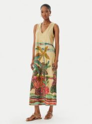 LOLA CASADEMUNT Sukienka letnia LS2616038 Beżowy jasny Regular Fit. Brązowe sukienki damskie lola casademunt, na lato, xl, bez wzorów, z syntetyku, bez kołnierzyka, bez ramiączek. Za 417.99 zł.